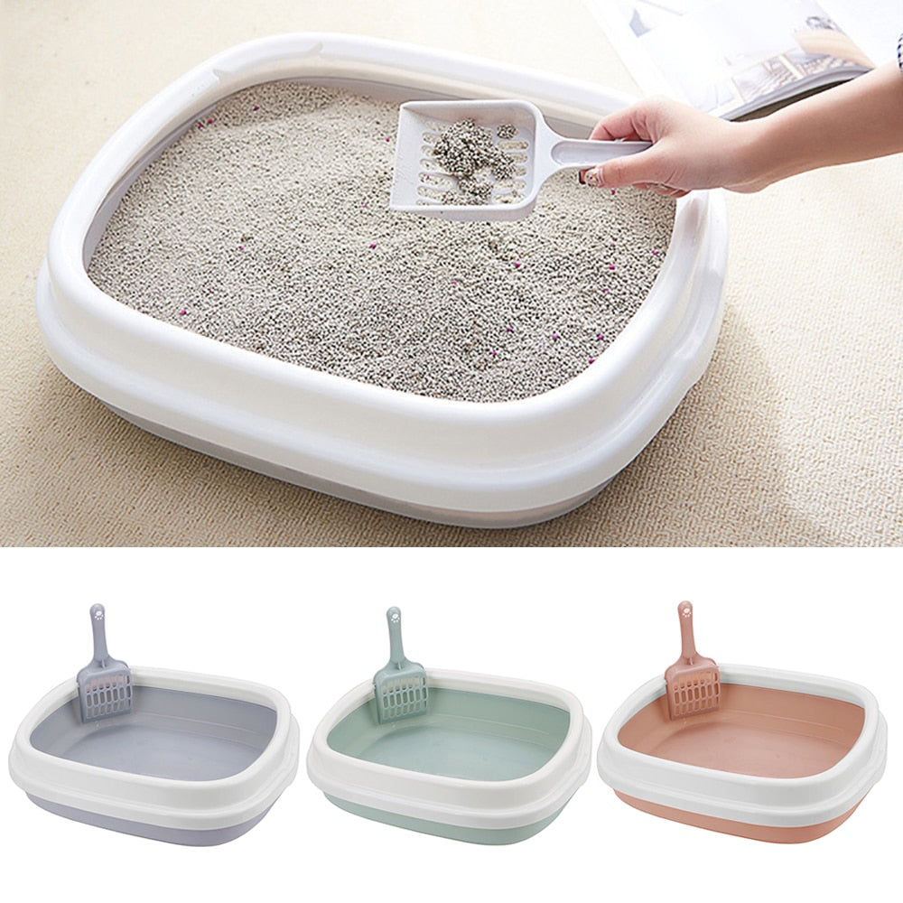 Cat Dog Tray SandBox Home Pet Toilet with Scoop Plastic Anti Splash Bedpan Cats Litter Box Kitten Dog Clean Toilette Supplies