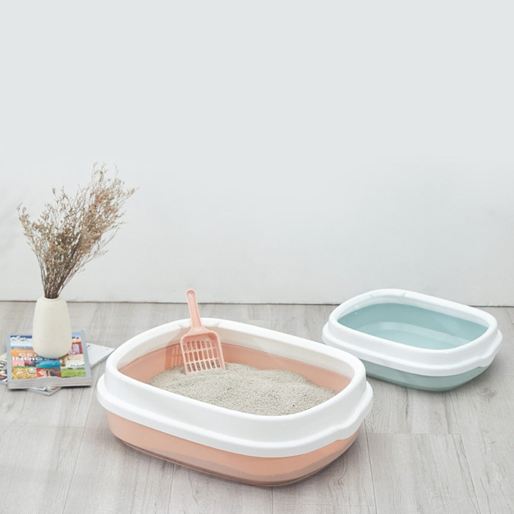 Cat Dog Tray SandBox Home Pet Toilet with Scoop Plastic Anti Splash Bedpan Cats Litter Box Kitten Dog Clean Toilette Supplies