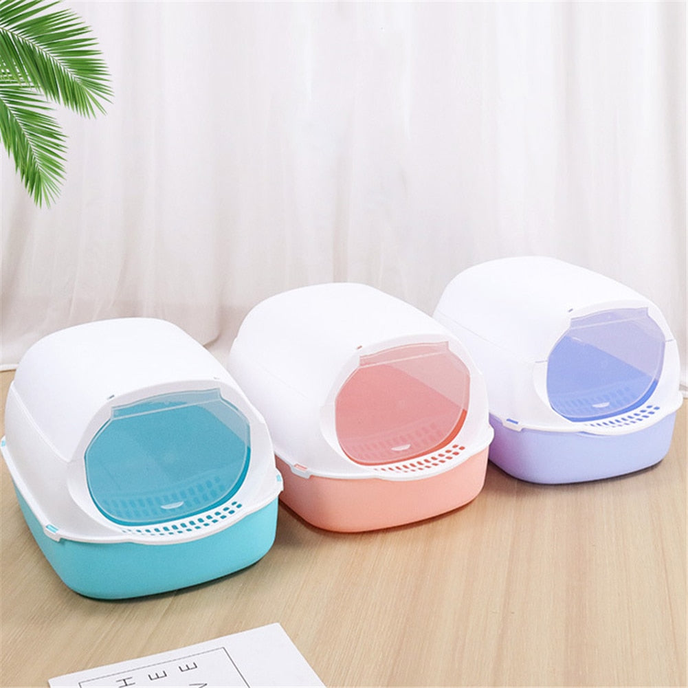 Fully closed Cat Plastic Litter Box Deodorant Pet Kitten Anti Splash Toilet Indoor Clean Sand Bedpan Basin Cleaning Supplies