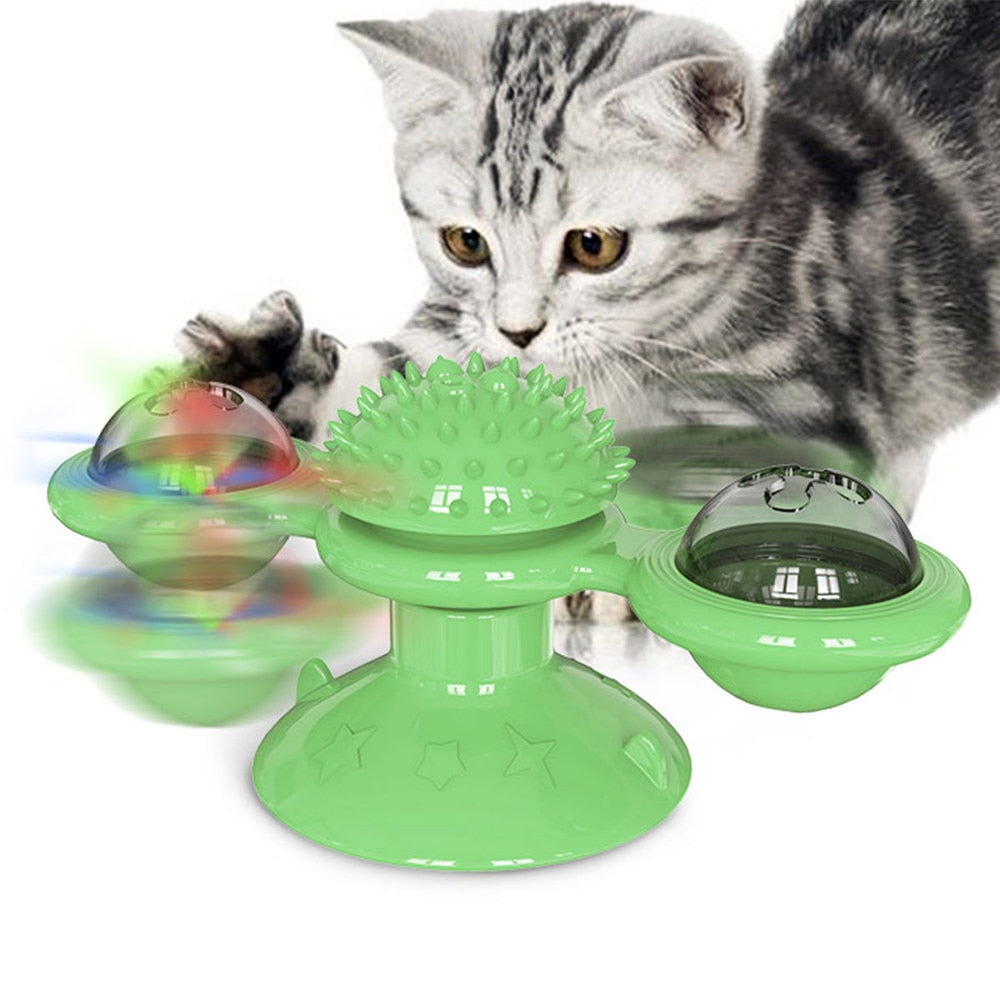 Interactive Pet Dog Cat Toy Windmill Whirling Turntable Teasing Tickle Puzzle Toy For Cats Dogs Training Entertainment Hot Sale