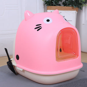 Large Space Enclosed Cat Toilet Deodorization Pet Cat Potty Cartoon Shaped Big Cat Can Be Used Pet Cat Litter Box Cat Supplies