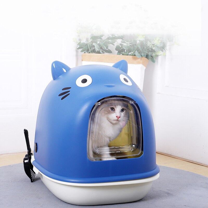 Large Space Enclosed Cat Toilet Deodorization Pet Cat Potty Cartoon Shaped Big Cat Can Be Used Pet Cat Litter Box Cat Supplies