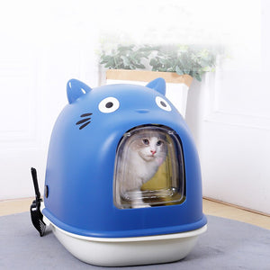 Large Space Enclosed Cat Toilet Deodorization Pet Cat Potty Cartoon Shaped Big Cat Can Be Used Pet Cat Litter Box Cat Supplies