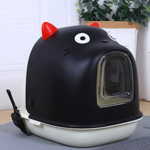 Large Space Enclosed Cat Toilet Deodorization Pet Cat Potty Cartoon Shaped Big Cat Can Be Used Pet Cat Litter Box Cat Supplies