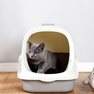 Pet Cat Litter Box Large Fully Enclosed Cat Toilet Pet Supplies Splash Proof Cat Potty