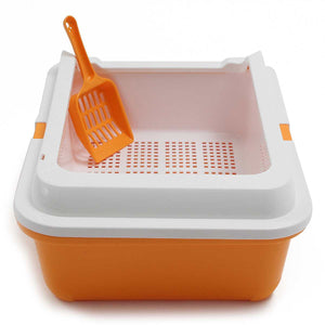 Pet Cat Toilet Semi-Enclosed High Fence Cat Litter Box Cat Toilet Dog Tray Clean Scoop Home Plastic Sand Box Supplies