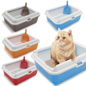 Pet Cat Toilet Semi-Enclosed High Fence Cat Litter Box Cat Toilet Dog Tray Clean Scoop Home Plastic Sand Box Supplies