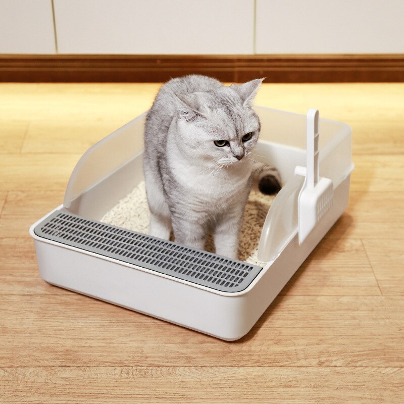 Pet Semi Closed Cat Litter Boxes Anti Splash Cat Tray Bring A  Spoon Large Pets Toilet Household Plastic Box Supplies Cat Toilet