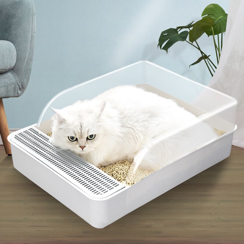 Pet Semi Closed Cat Litter Boxes Anti Splash Cat Tray Bring A  Spoon Large Pets Toilet Household Plastic Box Supplies Cat Toilet