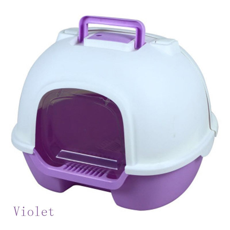 Portable cat litter box fully enclosed back flip cat washroom environmental protection spatter and deodorisation pet bowl sand