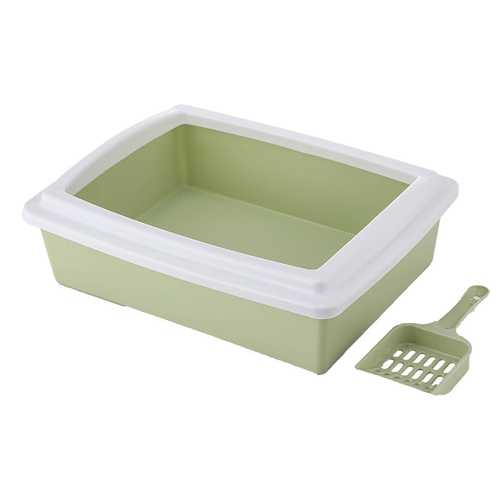 Semi-Enclosed High Fence Pet Cat Toilet Detachable Cat Litter Box Cat Toilet Dog Tray Clean Scoop Home Plastic Sand Box Supplies