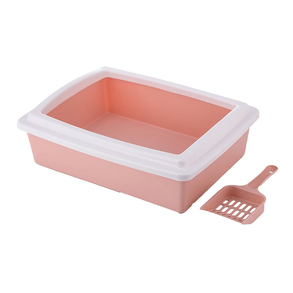 Semi-Enclosed High Fence Pet Cat Toilet Detachable Cat Litter Box Cat Toilet Dog Tray Clean Scoop Home Plastic Sand Box Supplies