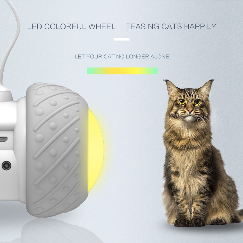 Smart Interactive Cat Toy Lrregular Rotating Mode Toy Cats Funny Pet Game Electronic Cat Toy LED Light Feather Toys Kitty Balls